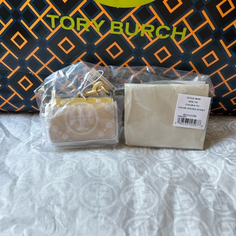 Tory Burch T Monogram Embossed Leather AirPods Pro Case Golden Sunset Yellow